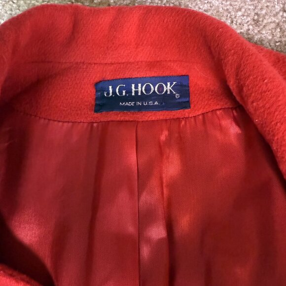 VTG J.G. Hook Wool Coat Womens Red Toggle Duffel Jacket Sz 10 Red Retro Classic - Picture 9 of 12